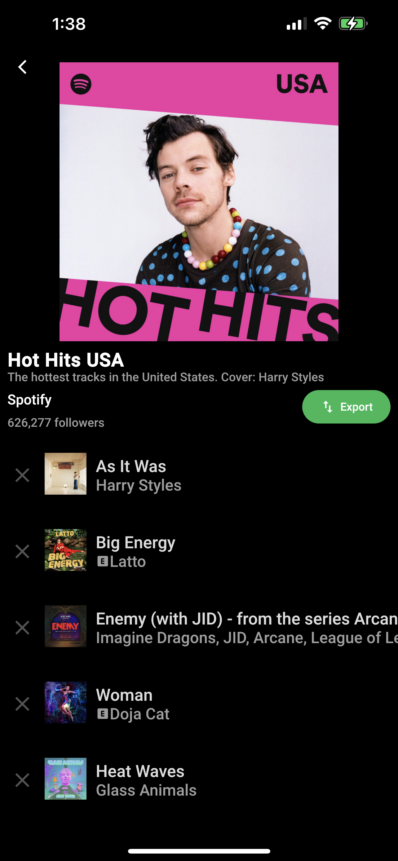 Spotify playlist view